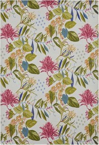 Nappali szőnyeg 160x235cm, zsenília mintás, virágokkal és levelekkel, lapos szövésű