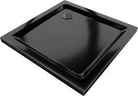 Mexen Flat slim 80 x 80 cm-es fekete négyzet alakú zuhanytálca, fekete szifonnal - 40708080B