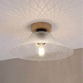 Mennyezeti lámpa JULL WOOD 1xE27/15W/230V tölgy/átlátszó átm. 34 cm