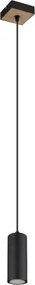 Globo 57911HBW Függeszték fém matt fekete, MDF fa sötét, fém matt fekete, kábel PVC fekete, HxSzxM: 90x90x1200mm, nem tartozék: 1x GU10 35W 230V