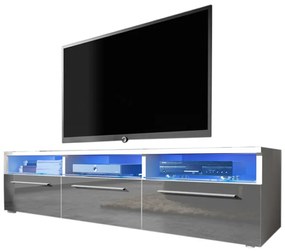 LORA RTV 2 TV asztal, fehér/magasfényű szürke