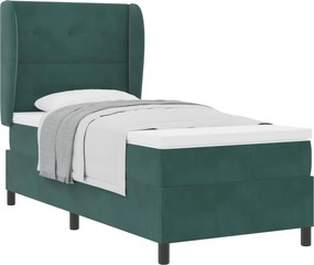 vidaXL Boxrugós ágy matracmal Sötétzöld 200 x 80 cm Poliészter