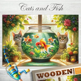 Cicák és halak fa puzzle