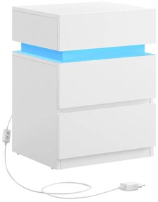 SMARTIE világítással ellátott éjjeliszekrény, fehér