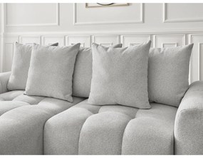 Világosszürke zsenília kinyitható-tárolóhelyes sarokkanapé (bal oldali-heverő résszel) Roxelane – Bobochic Paris