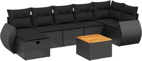 vidaXL 8 részes fekete polyrattan kerti ülőgarnitúra párnákkal