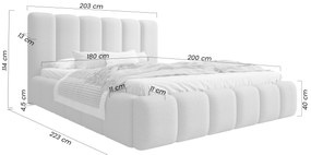 Aura kárpitozott ágy ágyneműtartóval 180x200 cm - bézs Quelle 05 bouclé