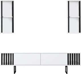 TV-állvány, fehér-fekete, 180 cm – TR618BLY1143