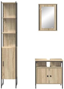 Fürdőszoba bútor szett 3 pcs sonoma tölgy 33 x 33 x 185.5 cm