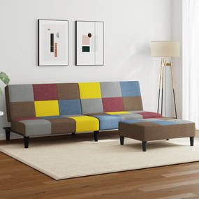 vidaXL 2 szemĂ©lyes szövet kanapéågy lĂĄbtartĂłval patchwork