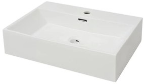 vidaXL Fehér kerámia mosdó csaptelep furattal 60,5x42,5x14,5 cm