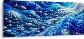 Kép – Halak a hullámokban (120x50 cm)