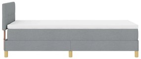 Boxspring ágy matraccal, világosszürke, 90x200 cm, szövet