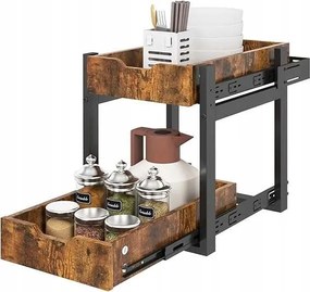 Fa konyhai könyvespolc rendszerező kihúzható 35x50cm sötét fa