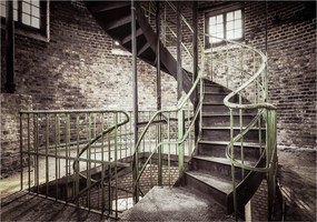 Flizelin fotótapéta Spirális lépcső tégla loft ablak 312x219 +ragasztó