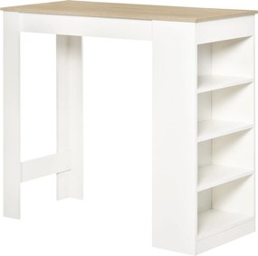 HOMCOM 2 személyes bárasztal, magas bisztróasztal 4 nyitott polccal kis terekhez — konyha és nappali, 115 x 50 x 102,7 cm | Aosom