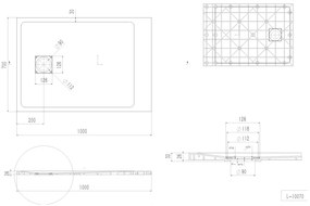 Erga Hyper, SMC zuhanytálca 100x70x2,6 cm + szifon, fehér matt, ERG-V06-SMC-7010S-WH