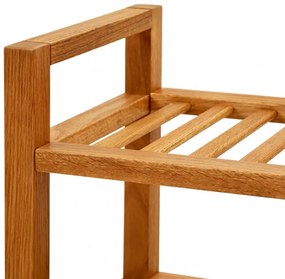tömör tölgyfa cipőtartó 2 polccal 100 x 27 x 40 cm