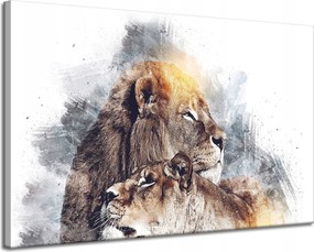 Vászonkép Modern Művészet Oroszlán pár Természet 120x80 cm