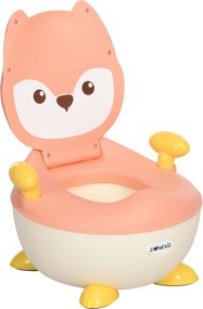 ZONEKIZ Gyerek WC-szótaláló a Róka Mintával, Gyerek WC Ülőke Hátpárnával, Leszerelhető Potty Fogantyú a WC Betanításhoz, WC Szótaláló 0,5-3 Éves Kicsi