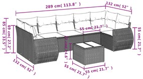 8 részes fekete polyrattan kerti ülőgarnitúra párnákkal