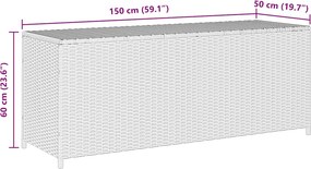 Szürke Polyrattan Kerti Tárolóláda 150 X 50 X 60 Cm
