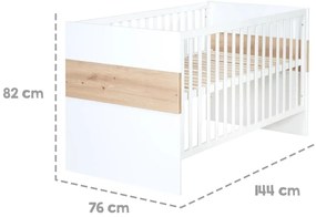 Fehér-natúr színű babaágy 70x140 cm Lion – Roba