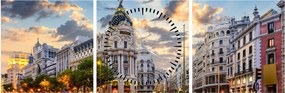 Kép - Calle Gran Vía, Madrid, Spanyolország (órával) (90x30 cm)