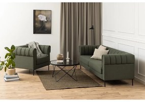 Fekete dohányzóasztal üveg asztallappal ø 80 cm Cuxton – Actona