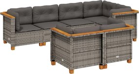 vidaXL 7 részes szürke polyrattan kerti ülőgarnitúra párnákkal