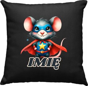 Gyerek párna Hős egér +Név Fekete