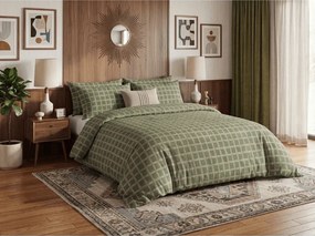 Renforcé pamut ágynemű BLOMORA zöld Ágyneműhuzat mérete: 2 db 70 x 90 cm | 200 x 220 cm