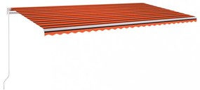 narancs és barna kézzel kihúzható LED-es napellenző 600x300 cm