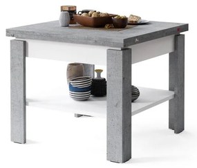 LIA szürke beton/fehér kihúzható konferencia/étkezőasztal polccal