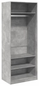 betonszürke szerelt fa ruhásszekrény 80 x 50 x 200 cm