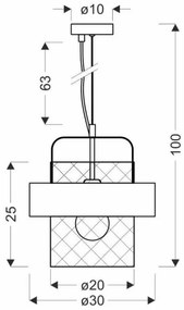 Csillár zsinóron FIBA 1xE27/60W/230V Rózsaarany/fekete