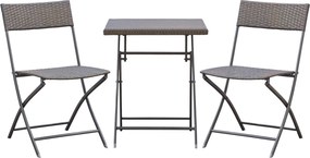 Outsunny Polyrattan Kerti Bútor Szett, Kültéri Lounge Balkoni Bútor 2 Személyre, 3 Részes Ülőgarnitúra, 2 Szék, Asztal | Aosom