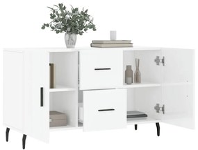 magasfényű fehér szerelt fa tálalószekrény 100 x 36 x 60 cm