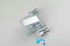 Fali kádtöltő csaptelep EYN SK9024 LED-világítással, üveg vízeséskifolyóval és króm felülettel