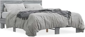 vidaXL szürke sonoma szerelt fa és fém ágykeret 140x190 cm
