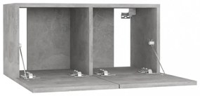 3 db betonszürke függő TV-szekrény 60 x 30 x 30 cm