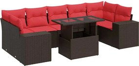 vidaXL 8 részes barna polyrattan akácfa kerti ülőgarnitúra párnákkal