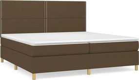 vidaXL sötétbarna szövet rugós ágy matraccal 200 x 200 cm