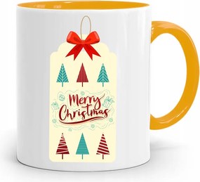 Sárga Karácsonyi Bögre Mikulásra, fényképes nyomtatással