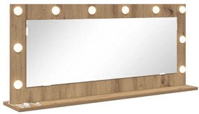 LED világítással ellátott sminktükör Kézműves tölgy 100x45x18 cm