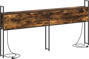 vidaXL Tárolós Fejtámla Töltő Állomással Füstölt tölgy Faanyag