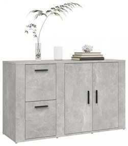 betonszürke szerelt fa tálalószekrény 100x33x59,5 cm