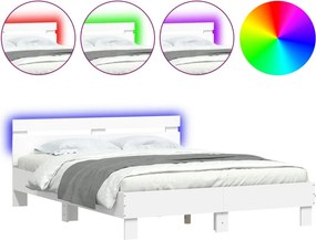 vidaXL fehér ágykeret fejtámlával és LED-del 140 x 190 cm