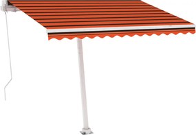 vidaXL narancs-barna kézzel kihúzható póznás napellenző 300 x 250 cm