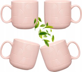 Kávéscsésze Szett Rózsaszín 4 Személyes Porcelán Teáscsészék